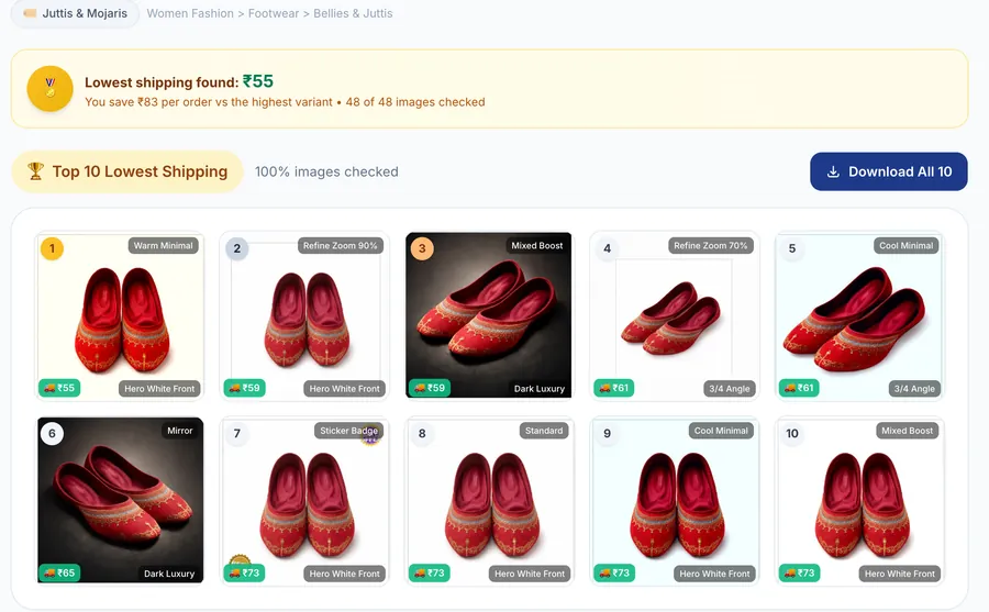 Optimized result — ₹55 shipping